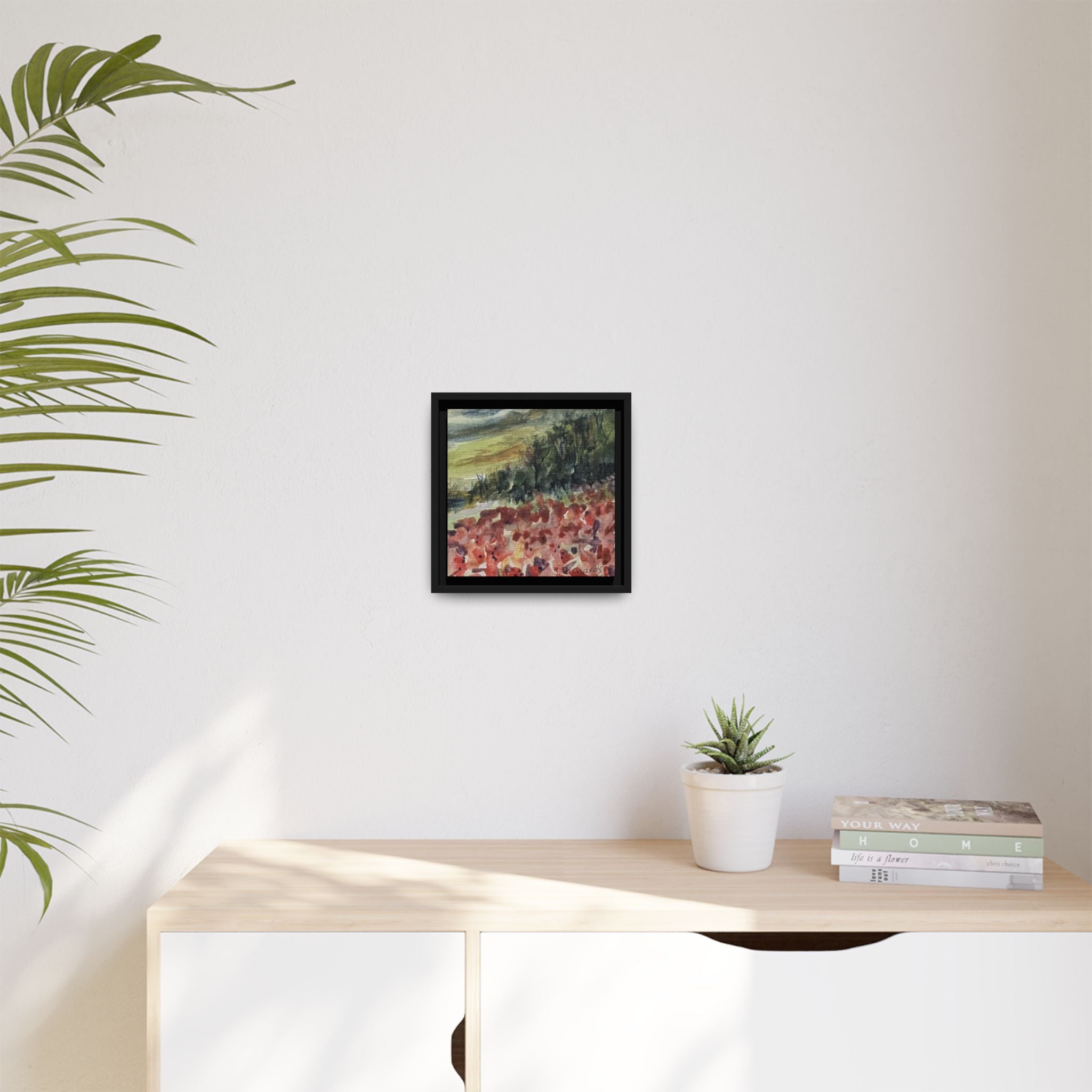 Framed Poppies landscape Matte Canvas,   Multi-color frames)