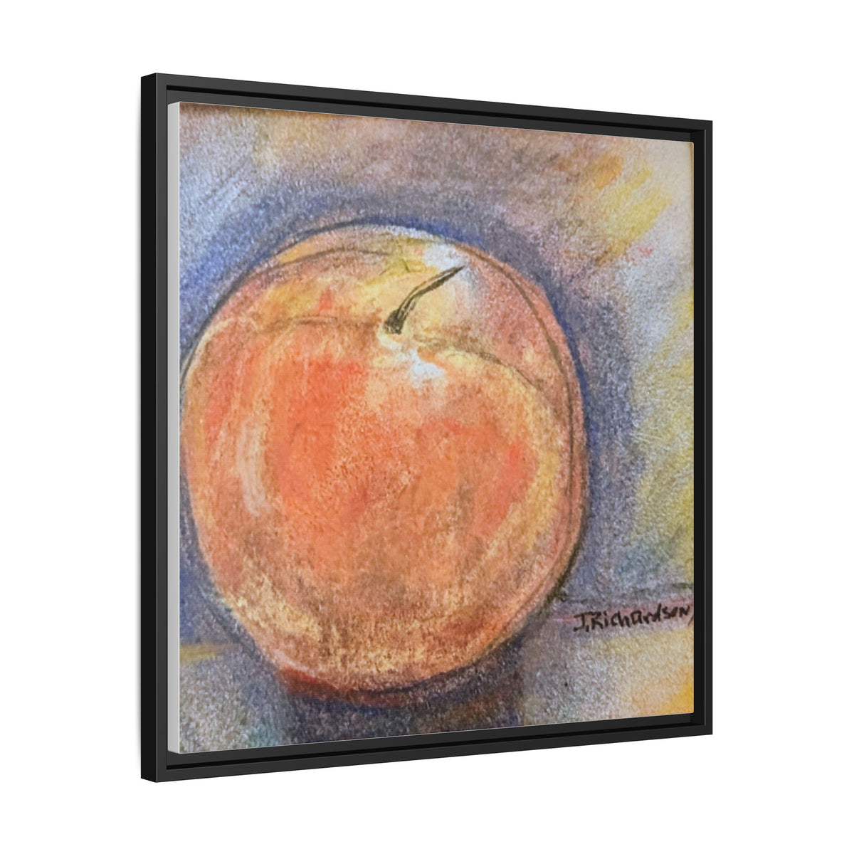 Peach Pastel Painting Framed Matte Canvas