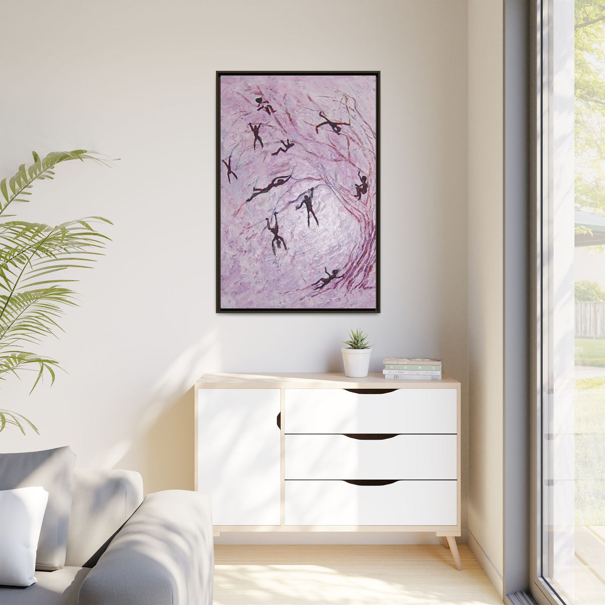 Abstract Falling Figures Matte Canvas Print (Framed)