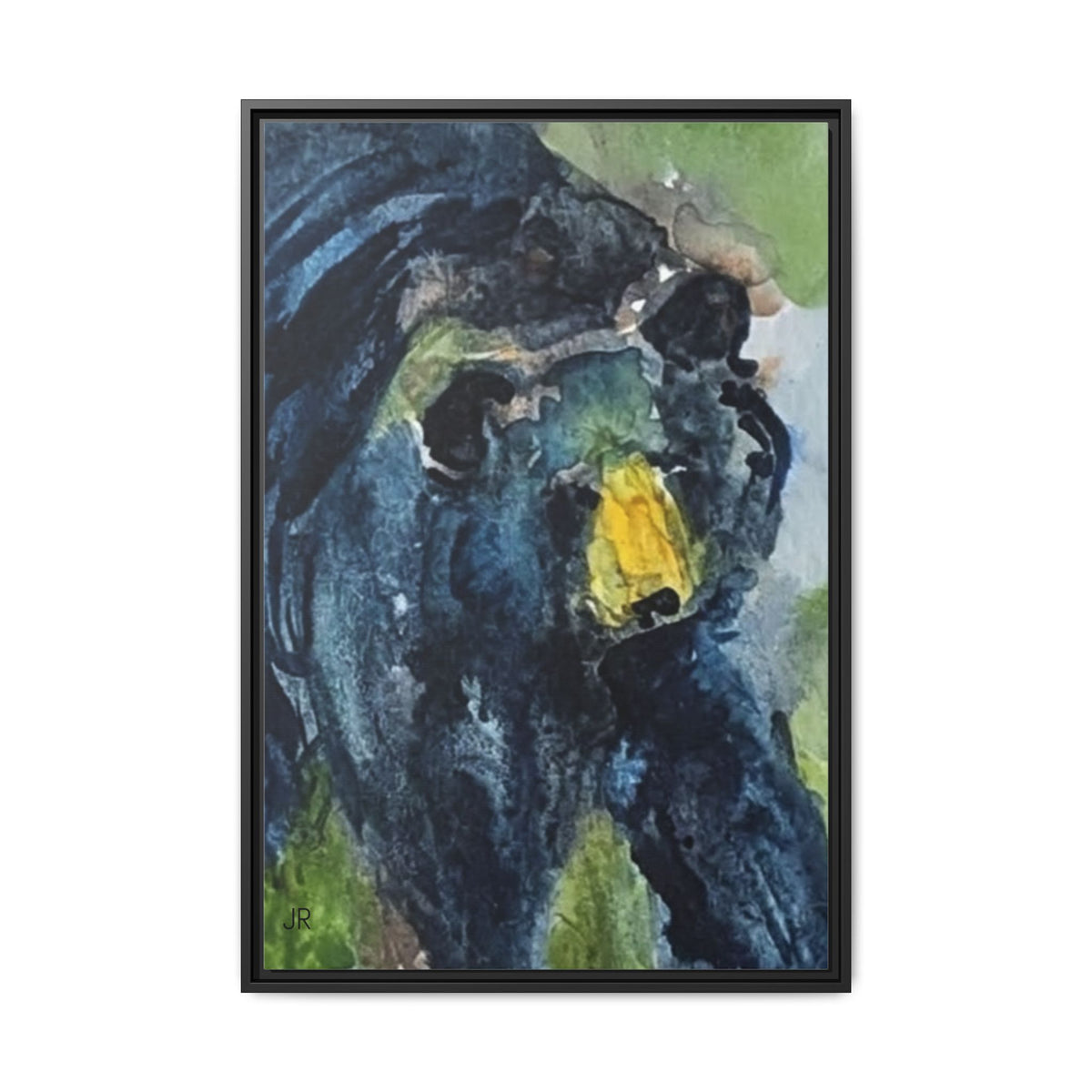 Framed Matte Canvas Black Bear Watercolor Art Print