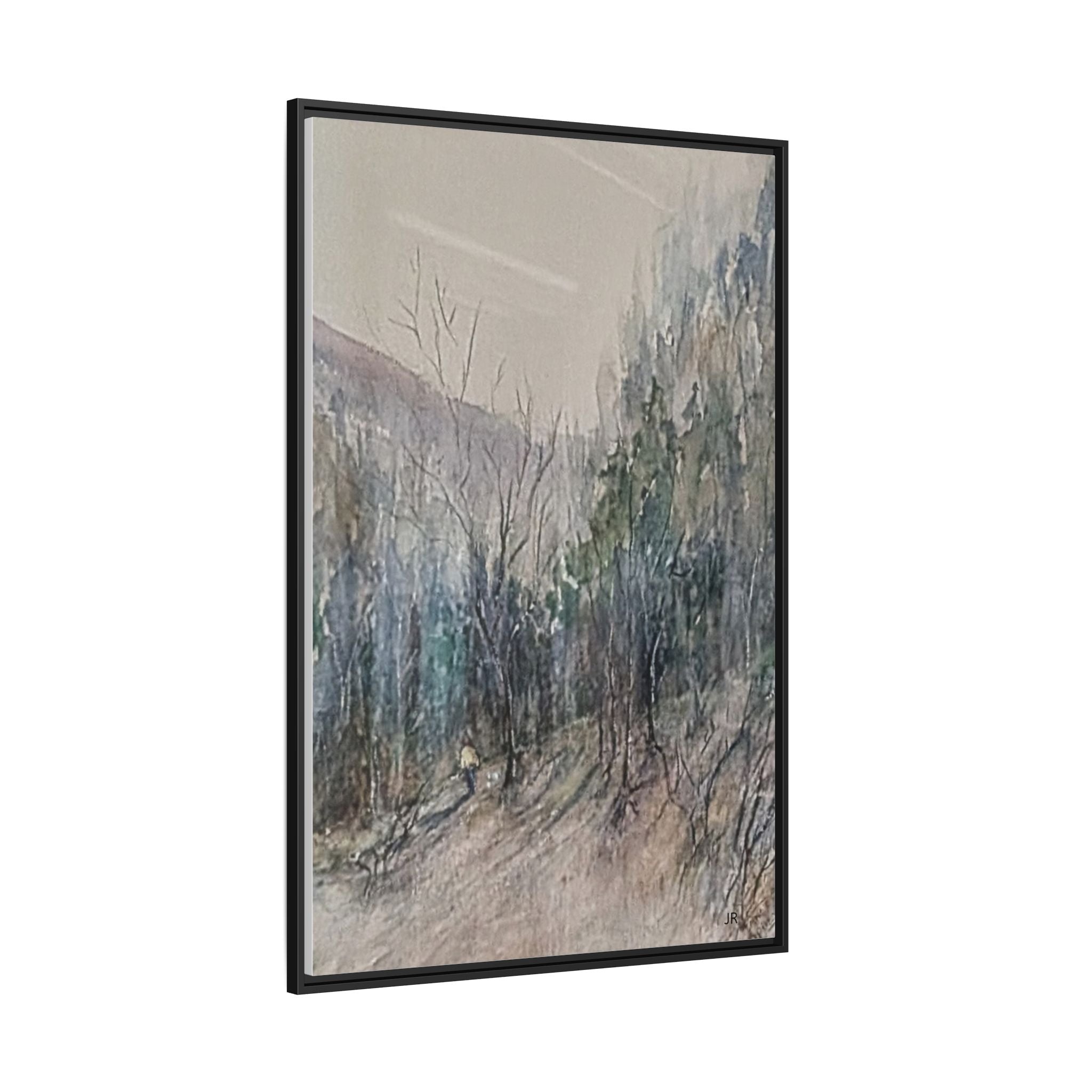 Misty Forest Landscape Matte Canvas Framed | Watercolor Mountain Scene