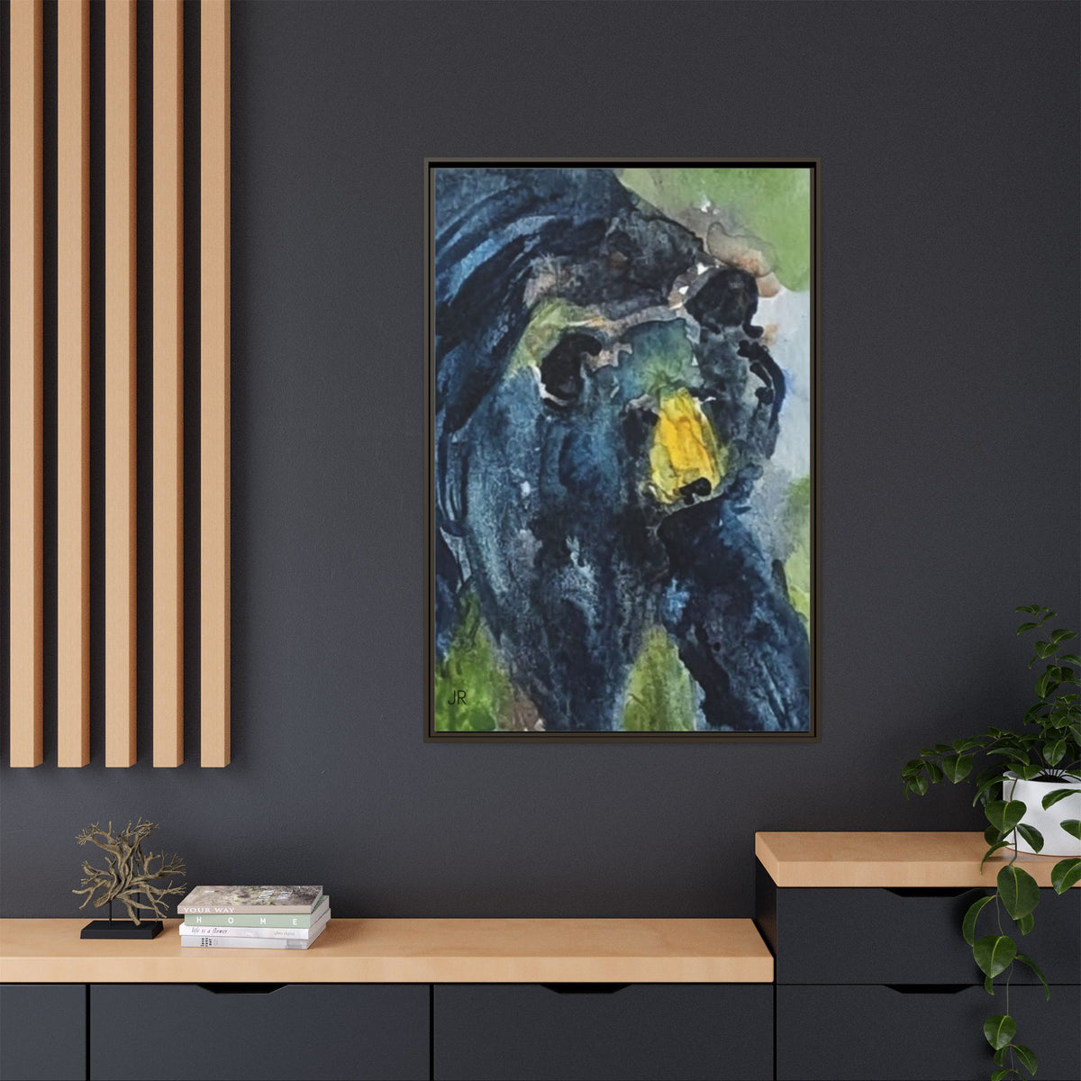 Framed Matte Canvas Black Bear Watercolor Art Print