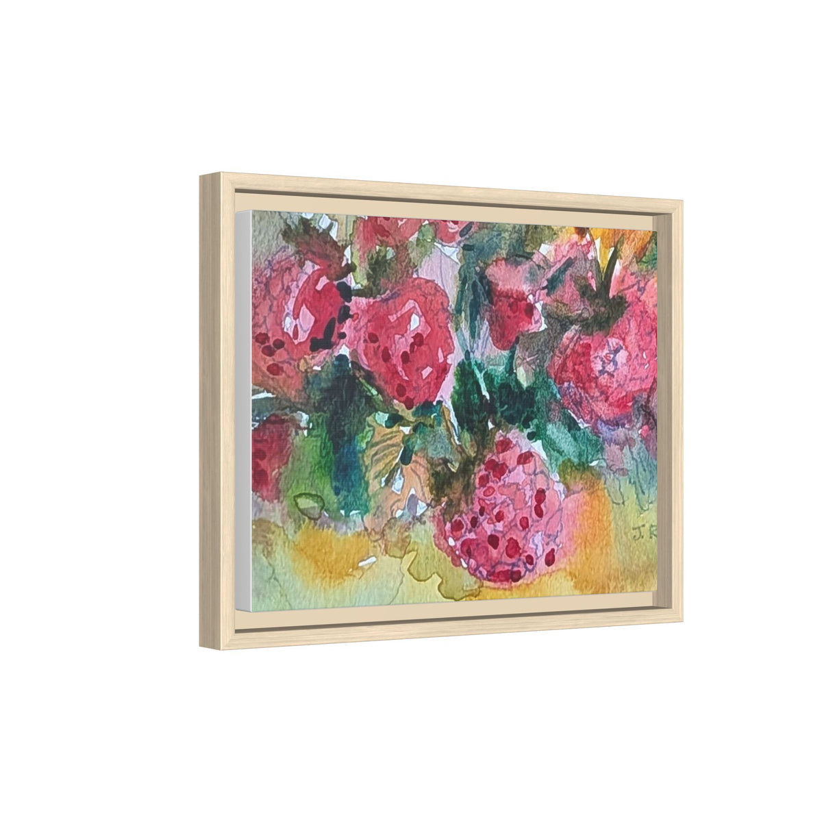 Raspberry Patch Still Life Framed Matte Canvas Print