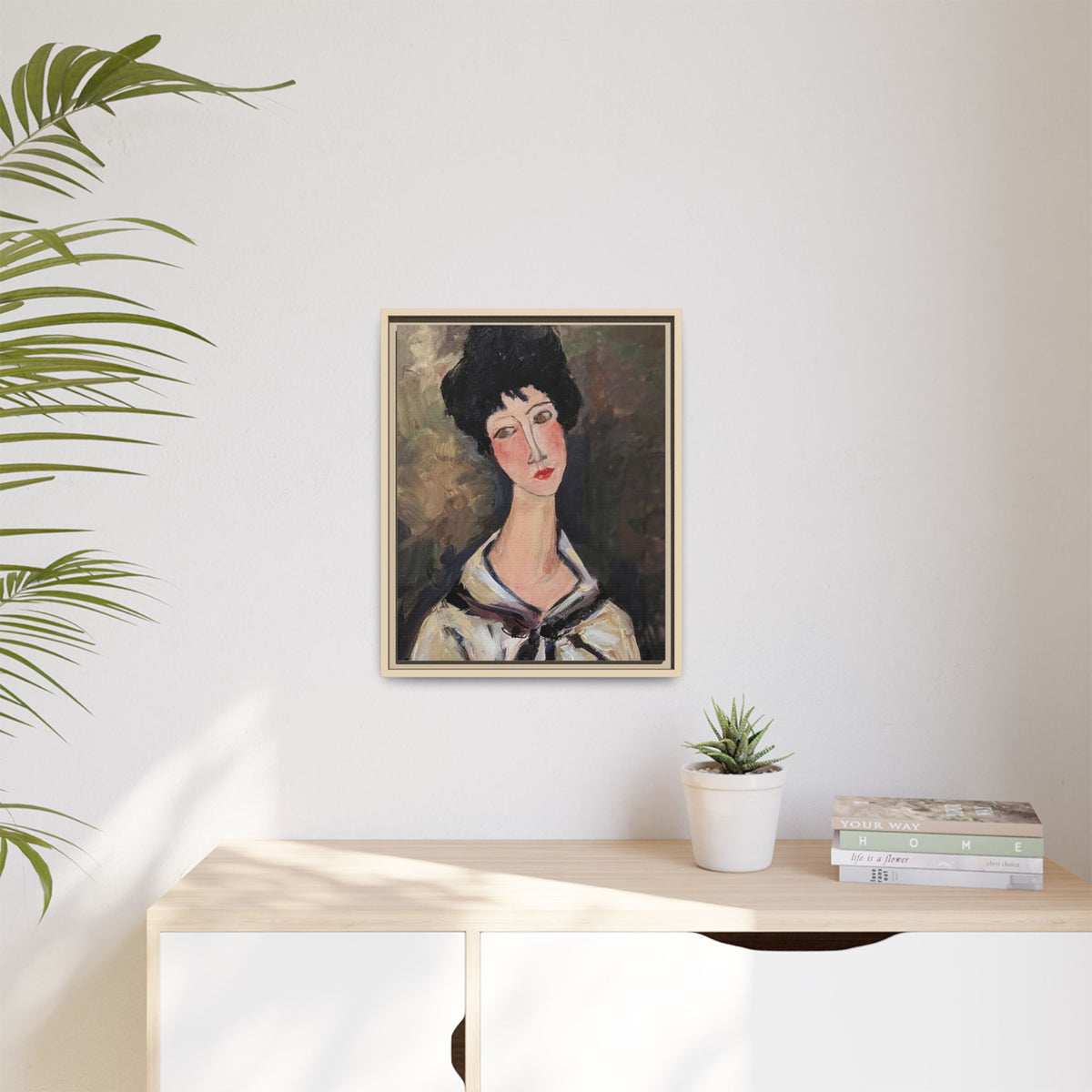 Framed Matte Canvas Print – Modigliani‑Style Portrait Art
