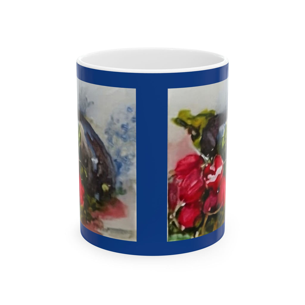 Purple Eggplant & Red Radishes Watercolor Mug | Ceramic Mug