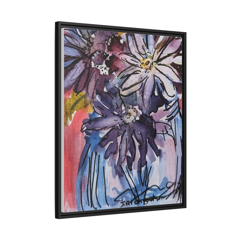 Dark Daisies Matte Canvas Framed | Floral Wall Art