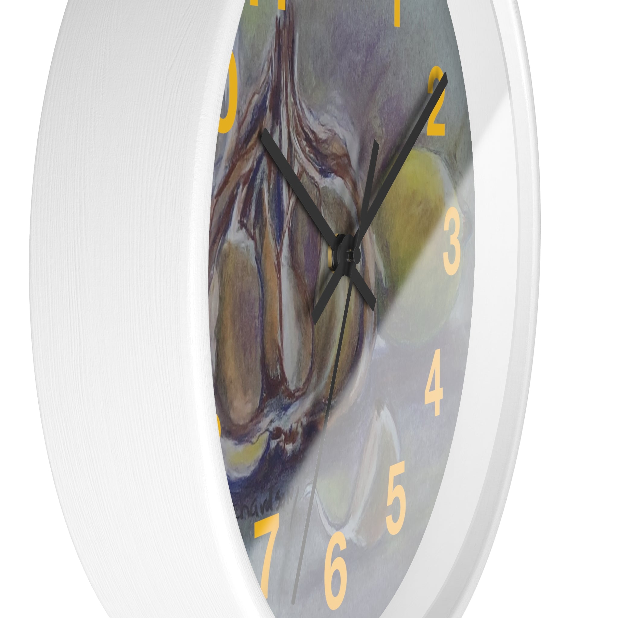 Garlic & Lemon Kitchen Wall Clock — Still Life Food Art Home Decor