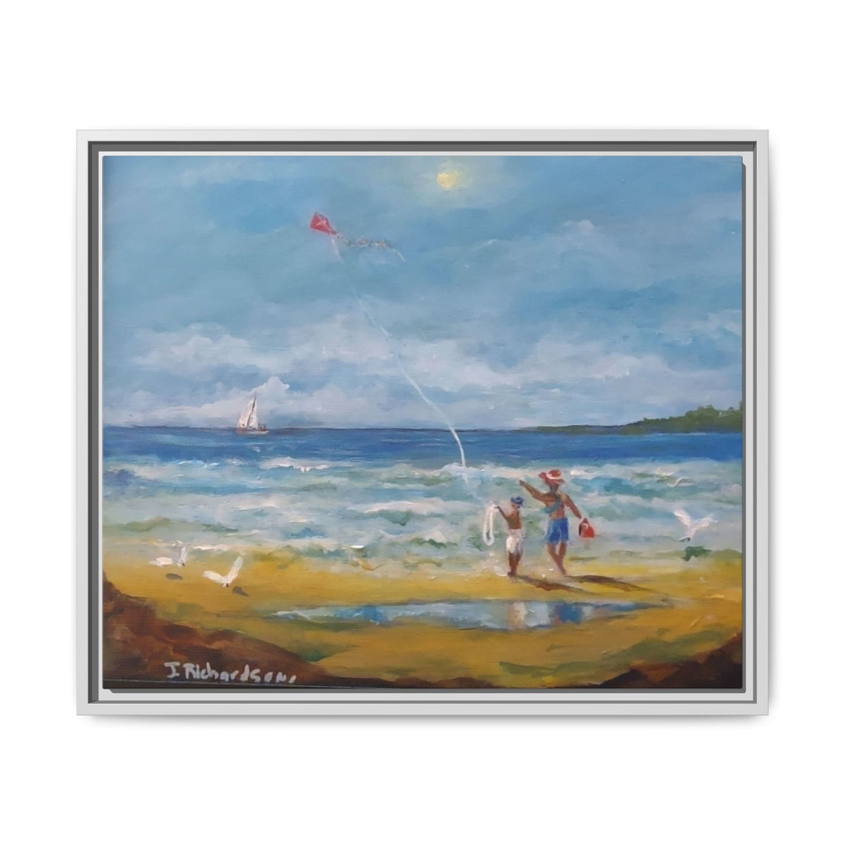 Red Kite Oceanside Framed Matte Canvas Wall Art