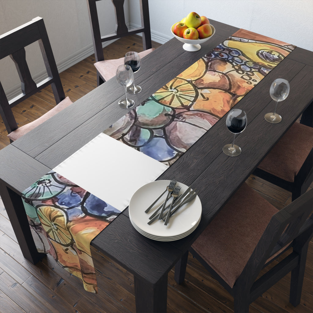 Fruity Citrus Watercolor Table Runner