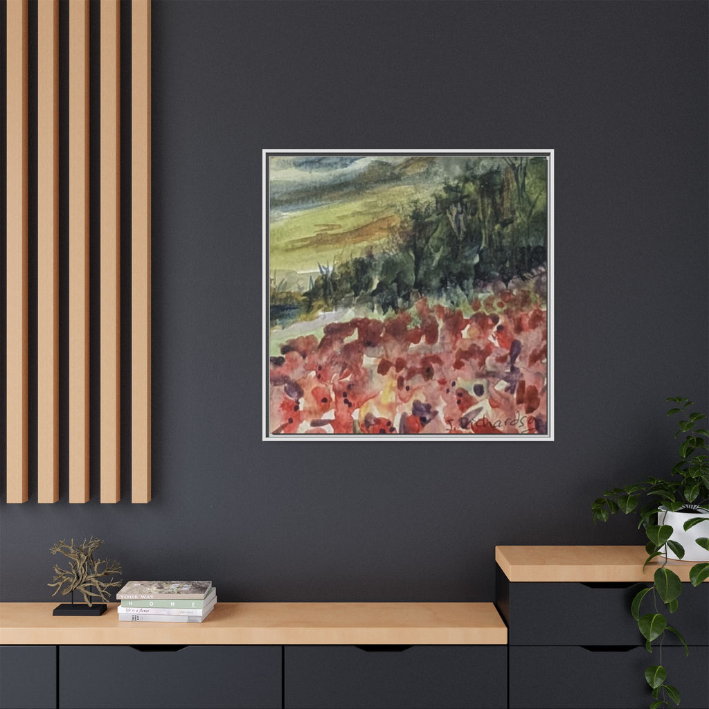 Framed Poppies landscape Matte Canvas,   Multi-color frames)