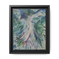 Abstract Blue-Green Bird Painting Matte Canvas