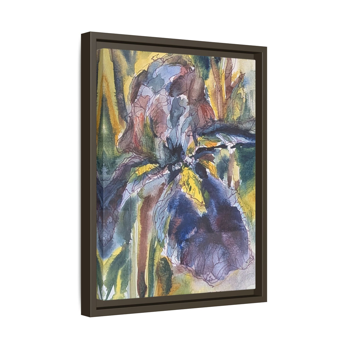 Framed Watercolor Iris Matte Canvas Wall Art