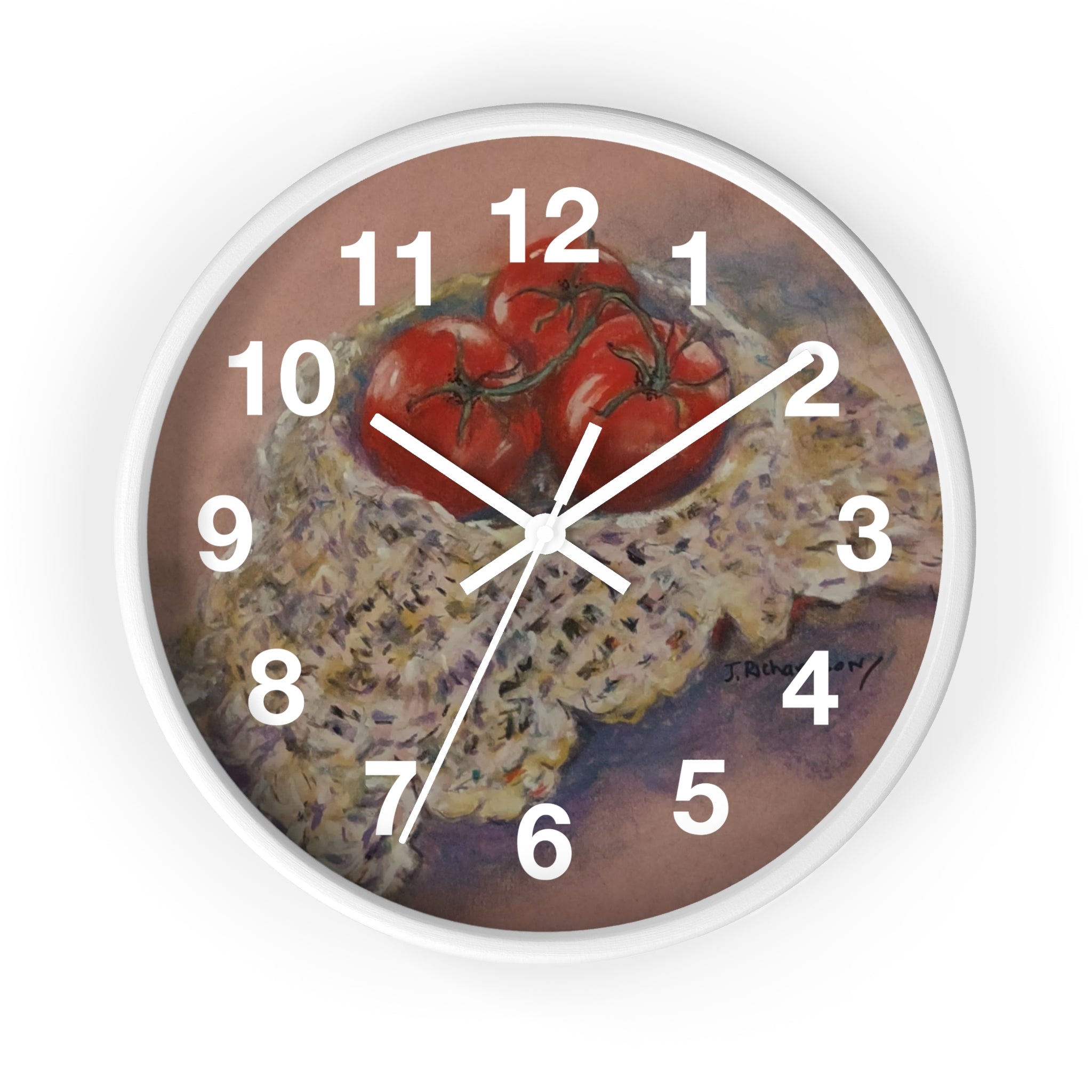 Tomato Still Life Wall Clock — Rustic Kitchen Art Clock