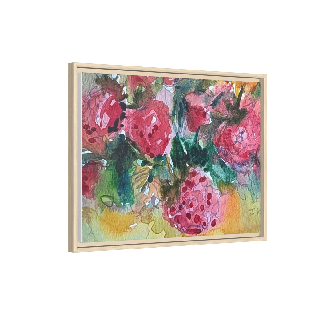 Raspberry Patch Still Life Framed Matte Canvas Print