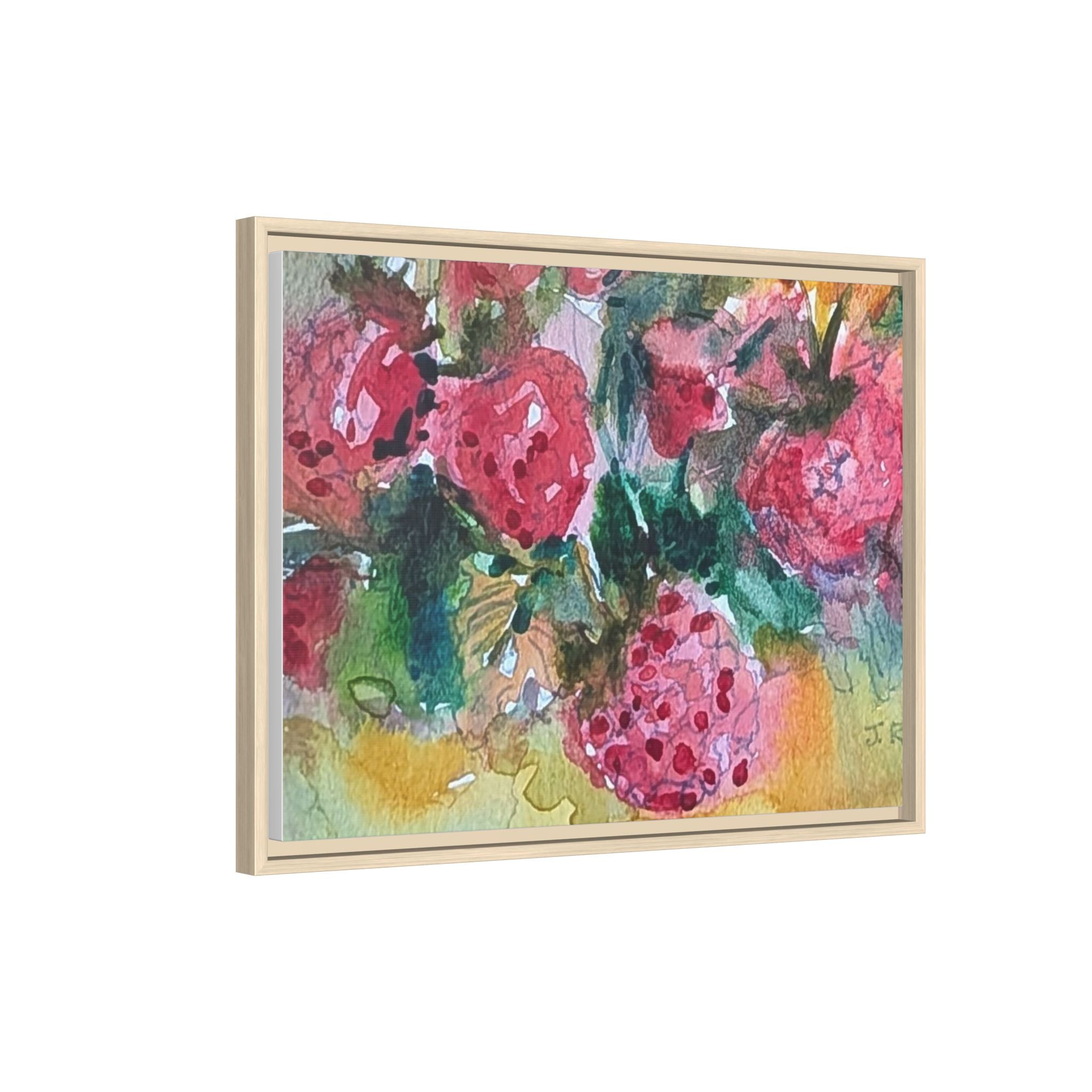 Raspberry Patch Still Life Framed Matte Canvas Print