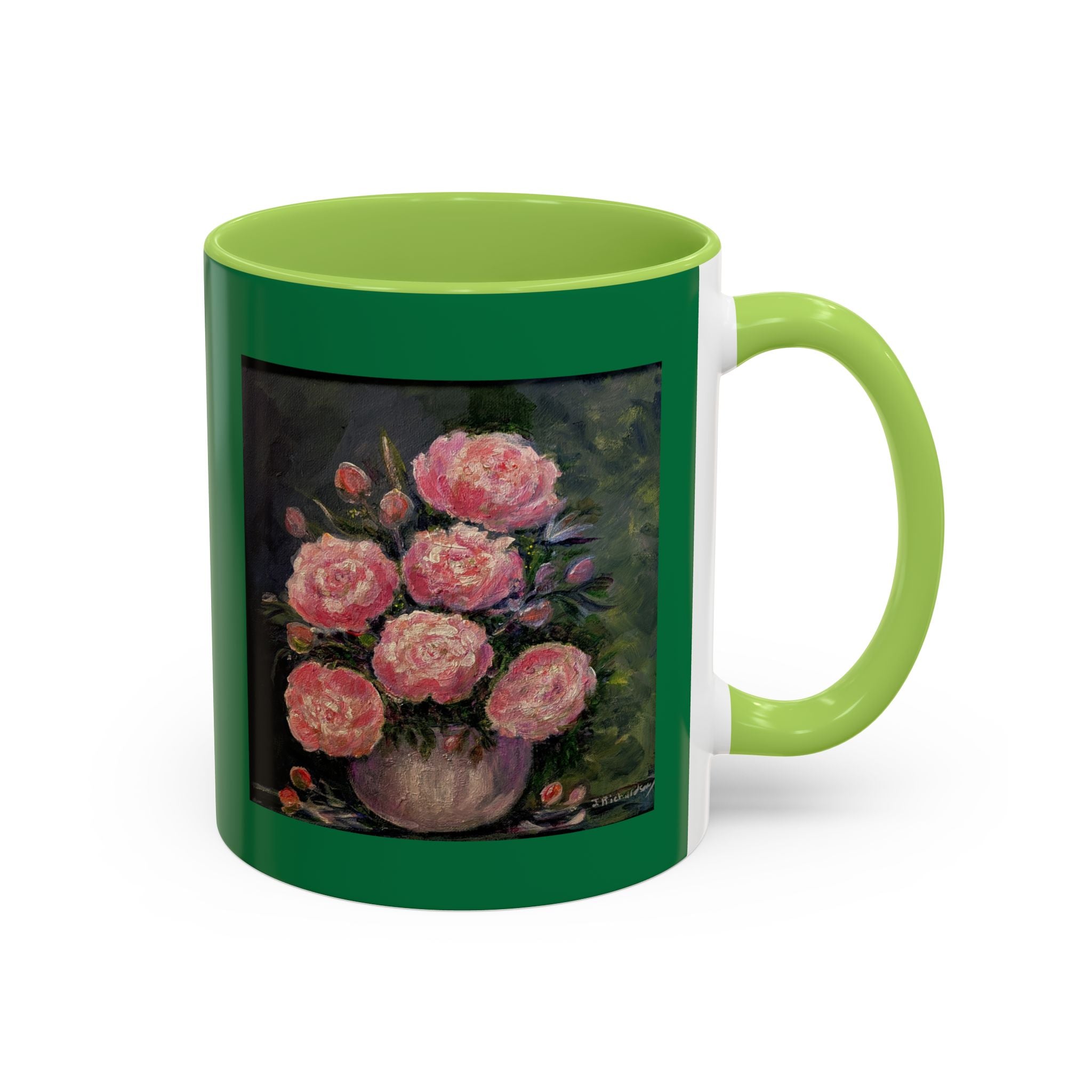 Pink Peony Bouquet Accent Coffee Mug — Floral Tea Cup for Garden Lovers