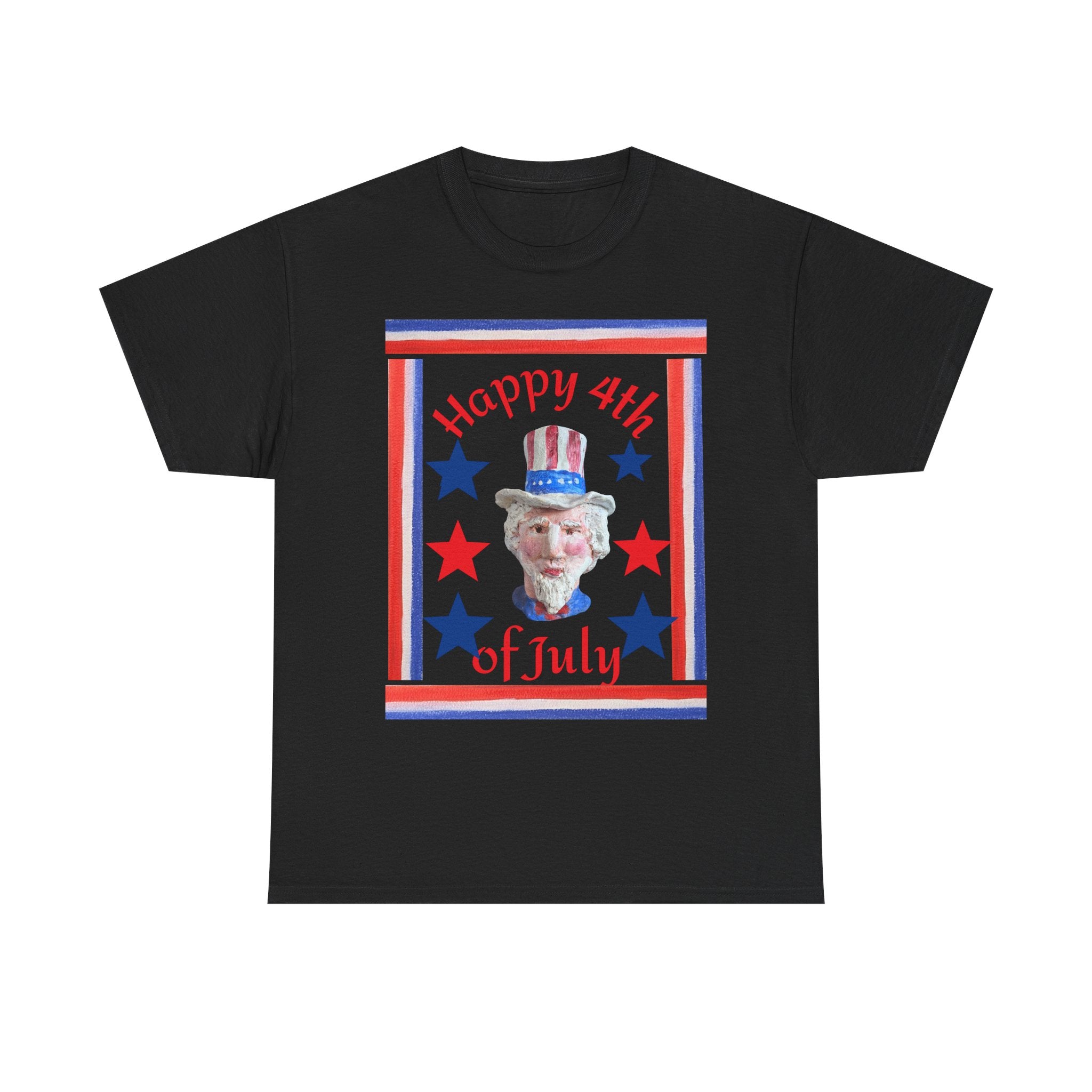 4th of July Patriotic T-Shirt — "Happy 4th of July" Uncle Sam Design