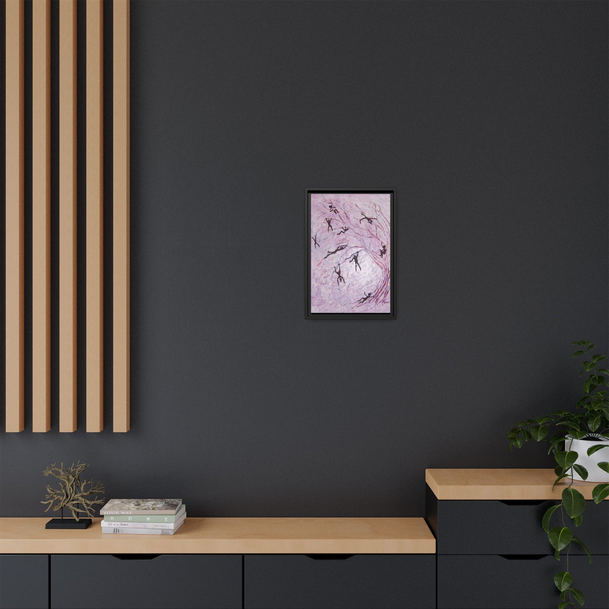 Abstract Falling Figures Matte Canvas Print (Framed)