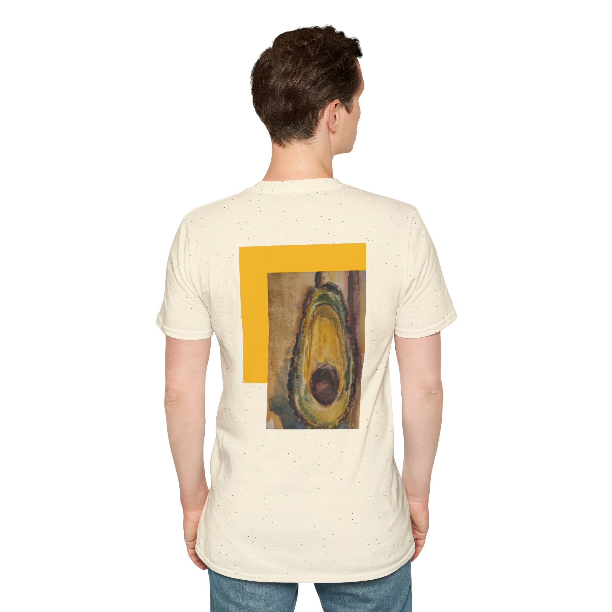 Avocado Back Design Front Logo T-Shirt | Minimal Script Monogram
