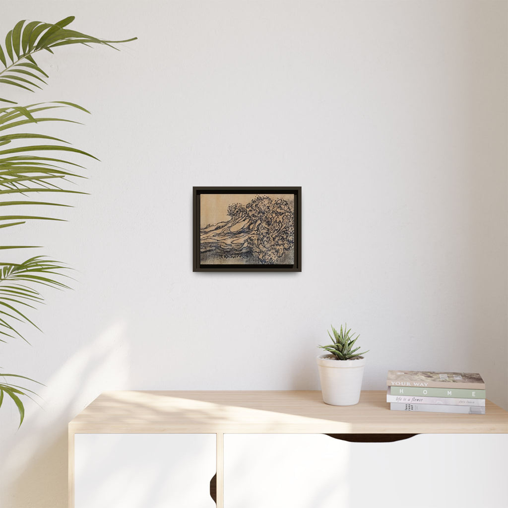 Matte Canvas Wall Art — "Broccoli" Pencil Sketch (Framed)