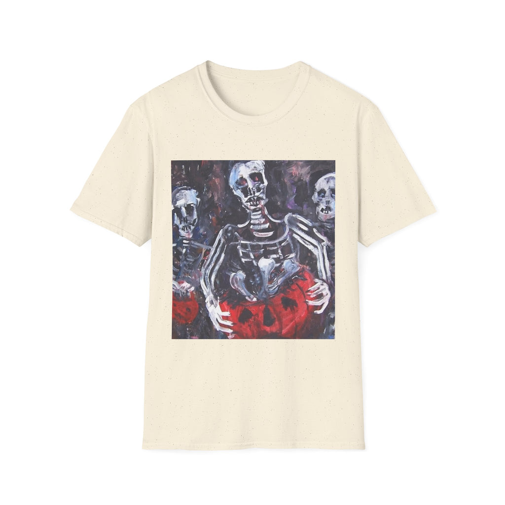 Three Skeletons Artwork T-Shirt | Skeleton Painting Tee