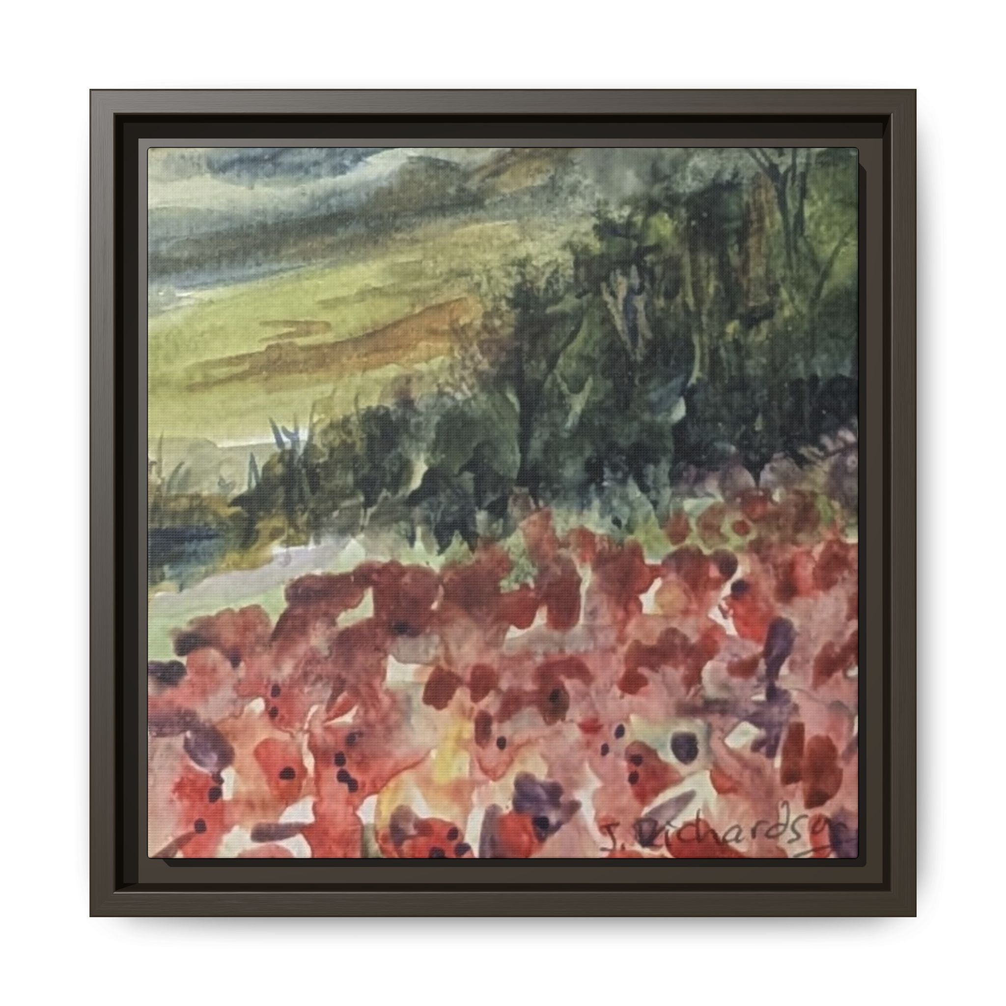 Framed Poppies landscape Matte Canvas,   Multi-color frames)