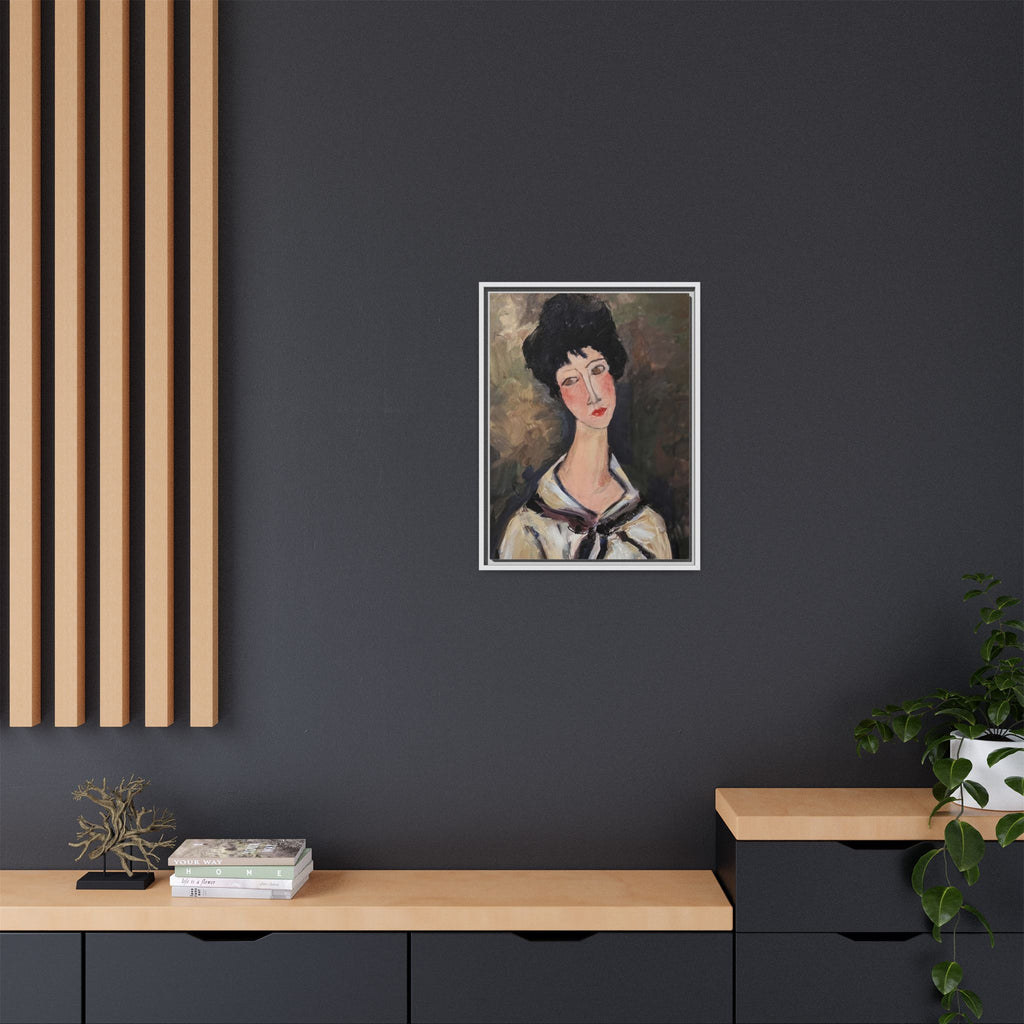 Framed Matte Canvas Print – Modigliani‑Style Portrait Art