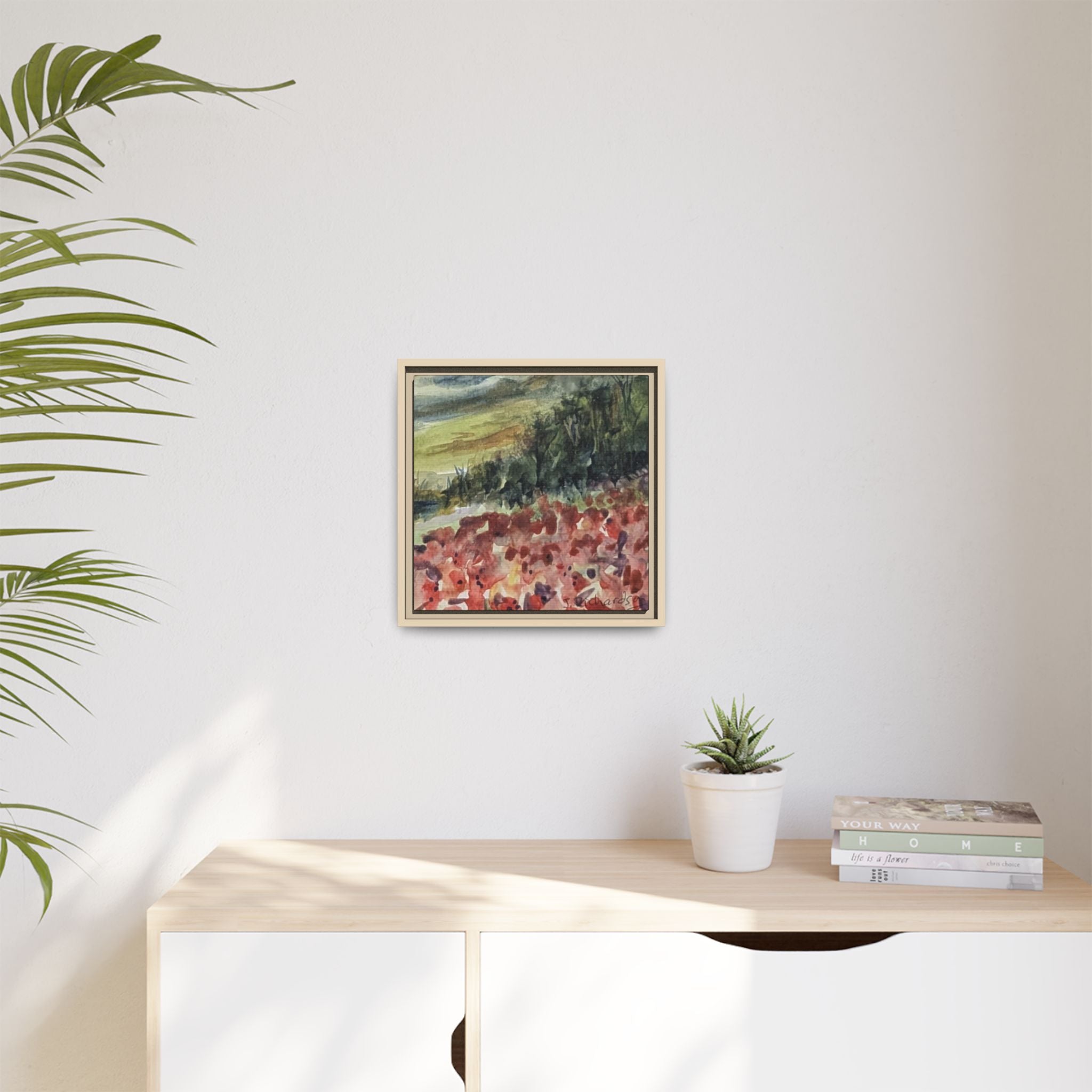 Framed Poppies landscape Matte Canvas,   Multi-color frames)