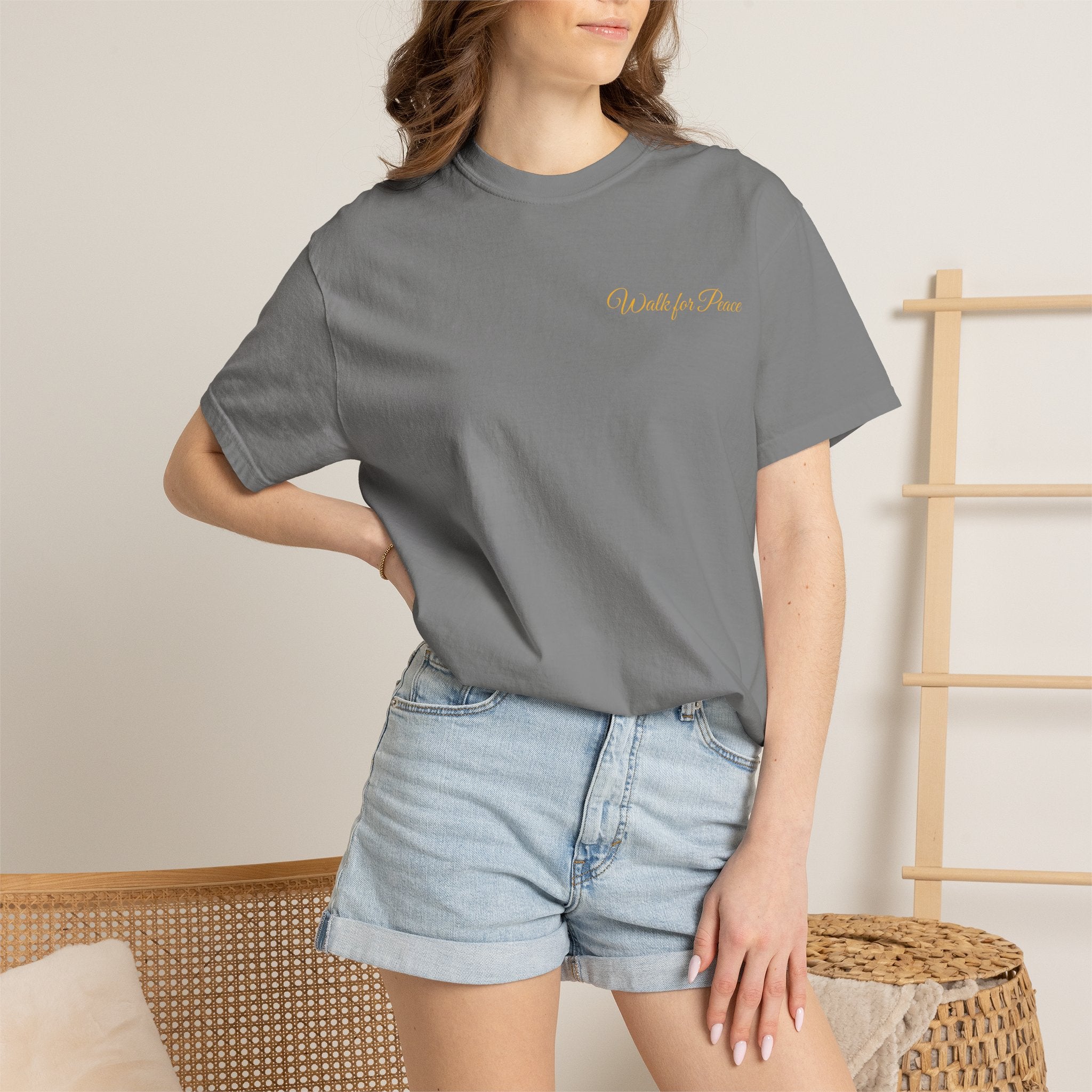 "Walk for Peace," Back design, Unisex Garment-Dyed T-shirt