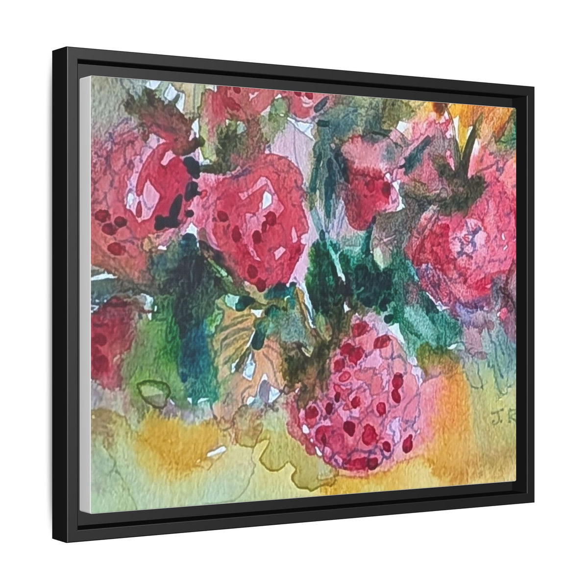 Raspberry Patch Still Life Framed Matte Canvas Print