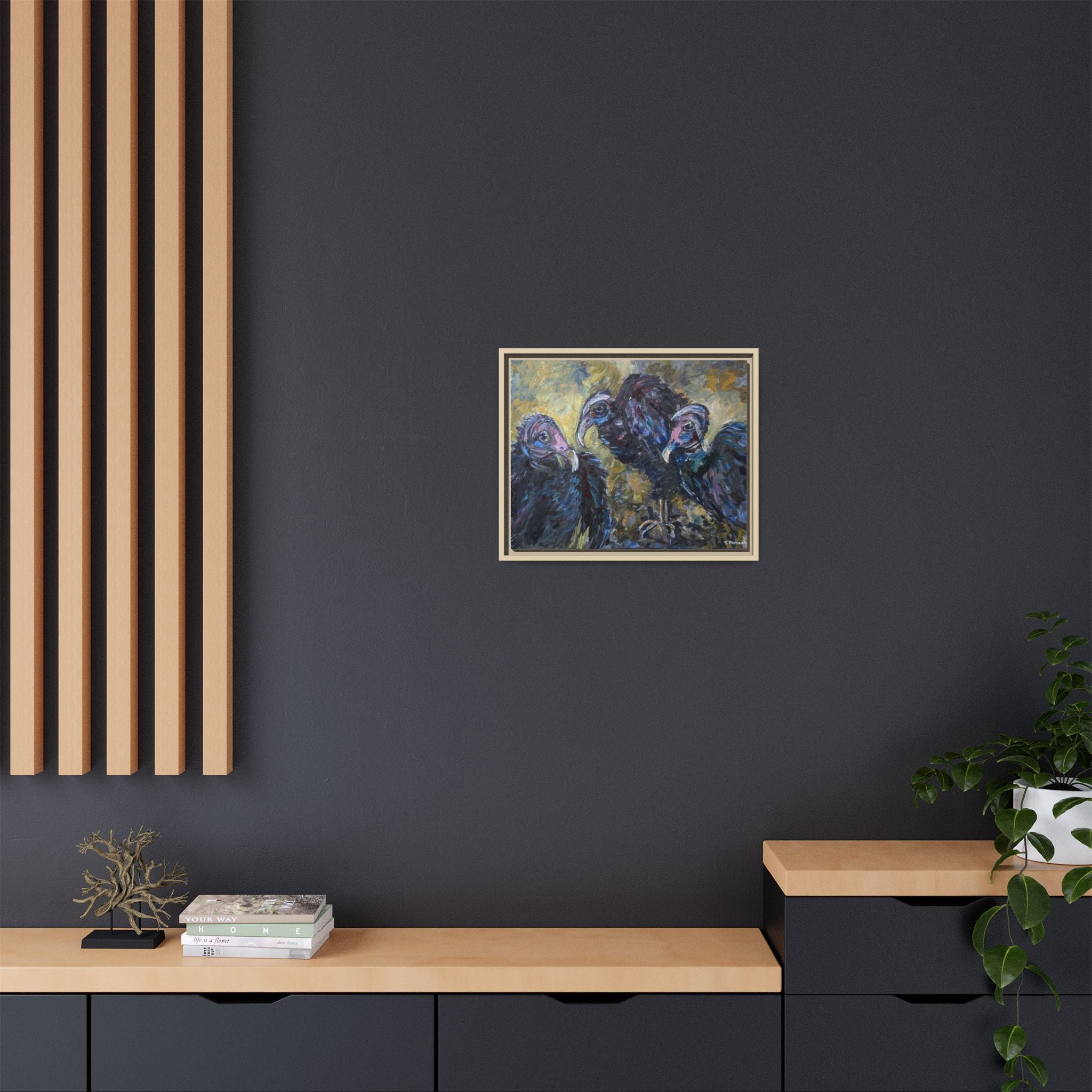 Three Vultures Painting Matte Canvas