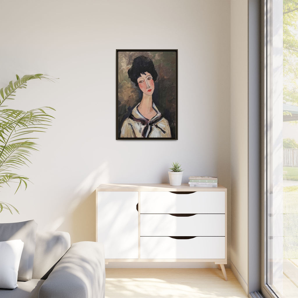 Framed Matte Canvas Print – Modigliani‑Style Portrait Art