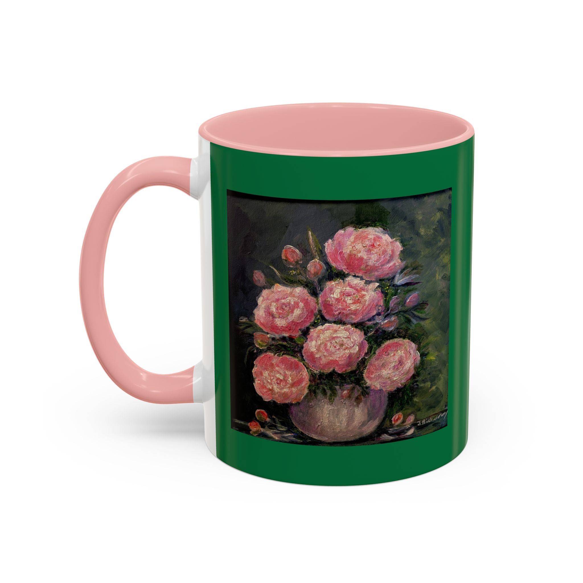 Pink Peony Bouquet Accent Coffee Mug — Floral Tea Cup for Garden Lovers