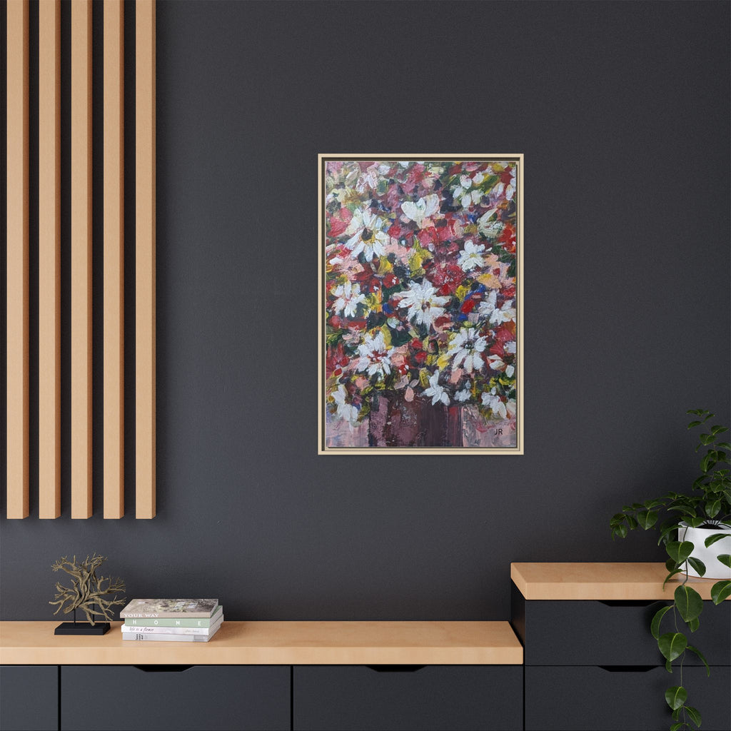 Daisies Floral Painting Matte Canvas Framed | Flower Art Wall Decor