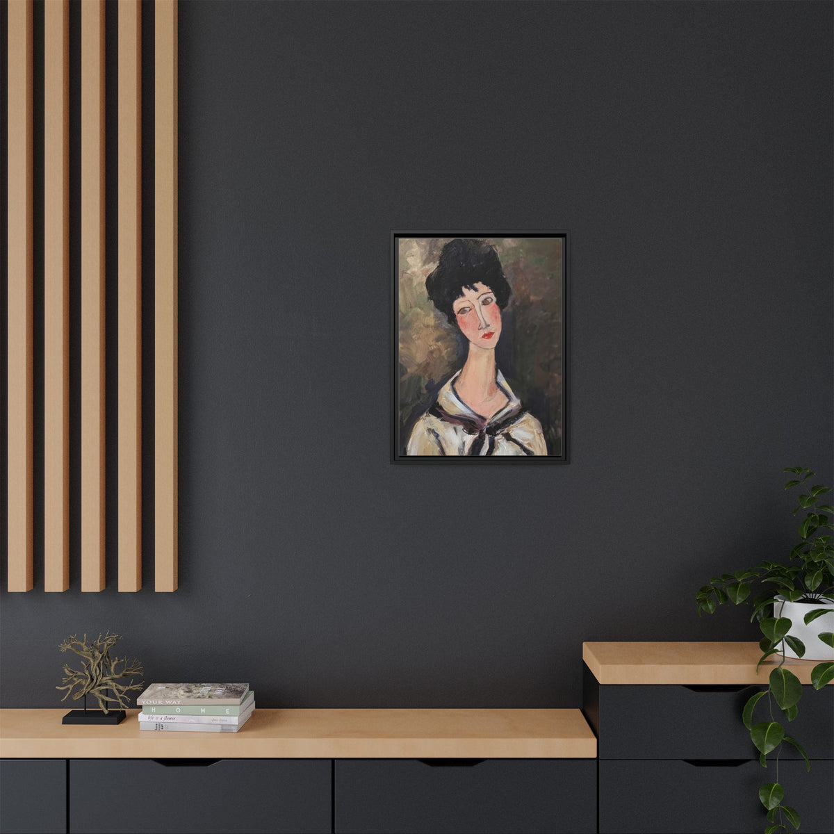 Framed Matte Canvas Print – Modigliani‑Style Portrait Art