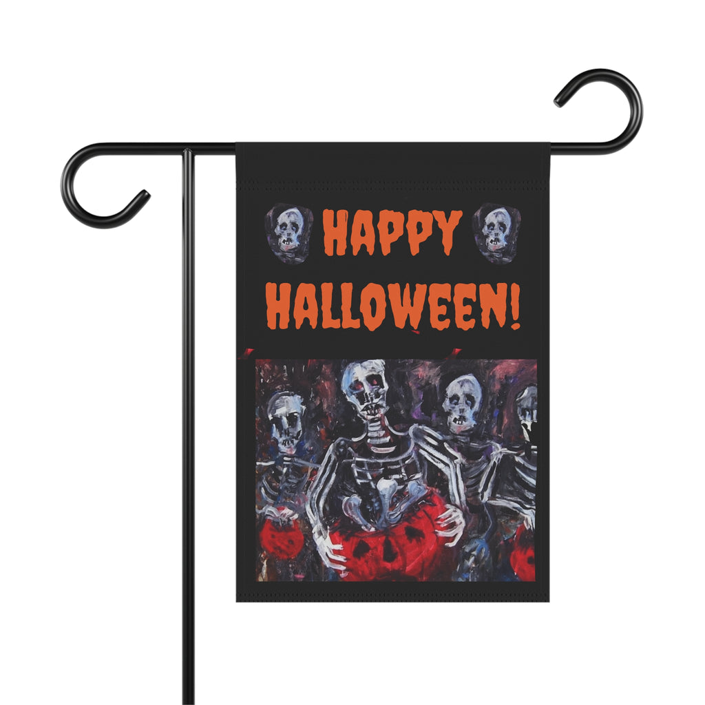 Happy Halloween Skeletons Garden Flag | Halloween Garden Banner