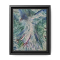 Abstract Blue-Green Bird Painting Matte Canvas
