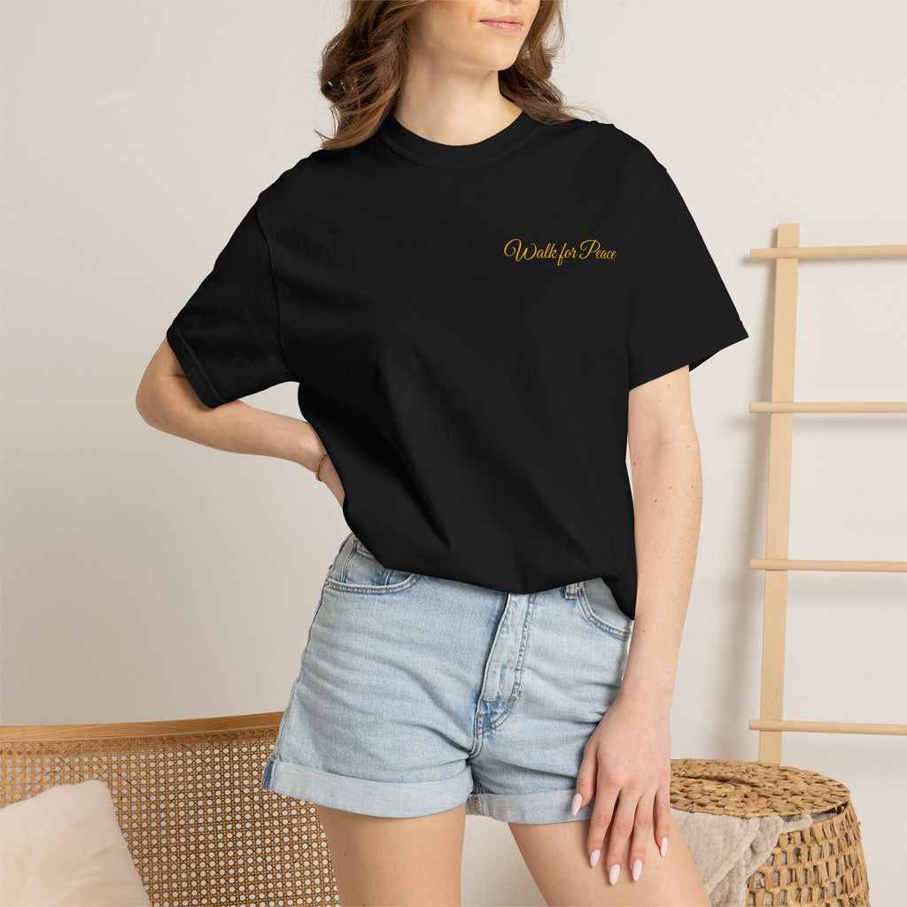 "Walk for Peace," Back design, Unisex Garment-Dyed T-shirt