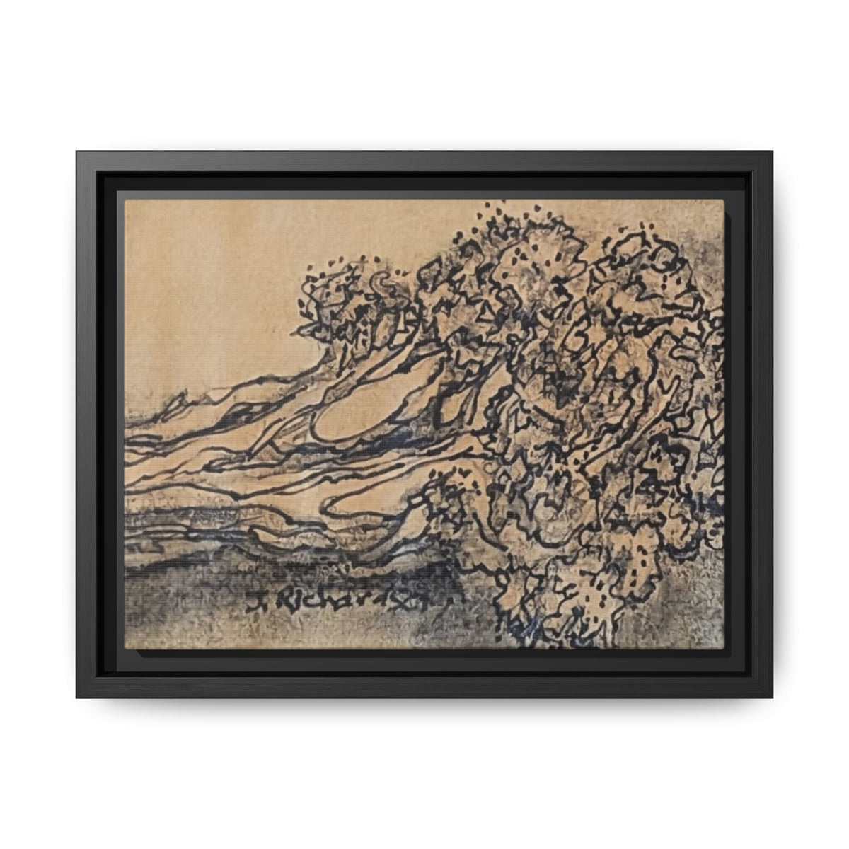 Matte Canvas Wall Art — "Broccoli" Pencil Sketch (Framed)