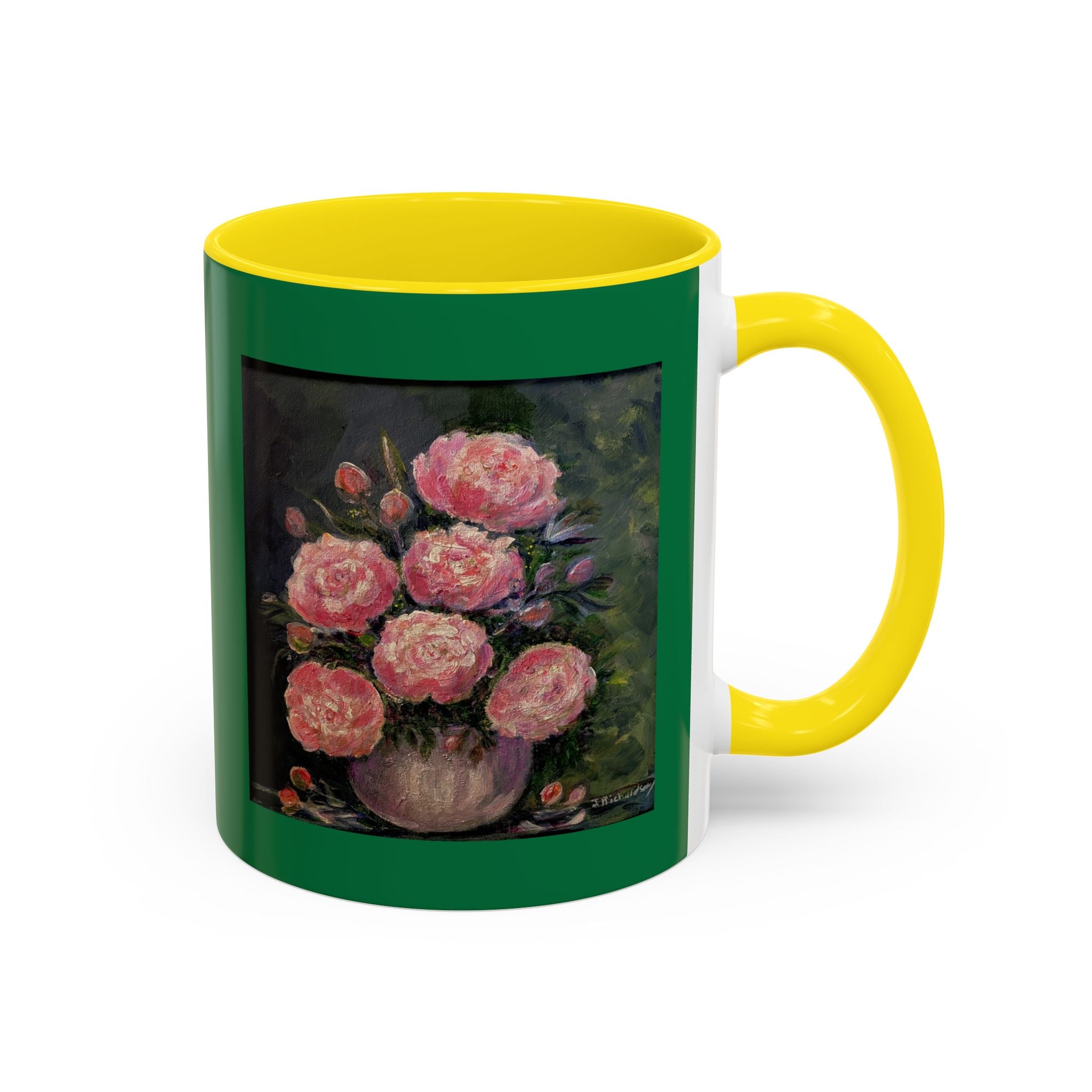 Pink Peony Bouquet Accent Coffee Mug — Floral Tea Cup for Garden Lovers