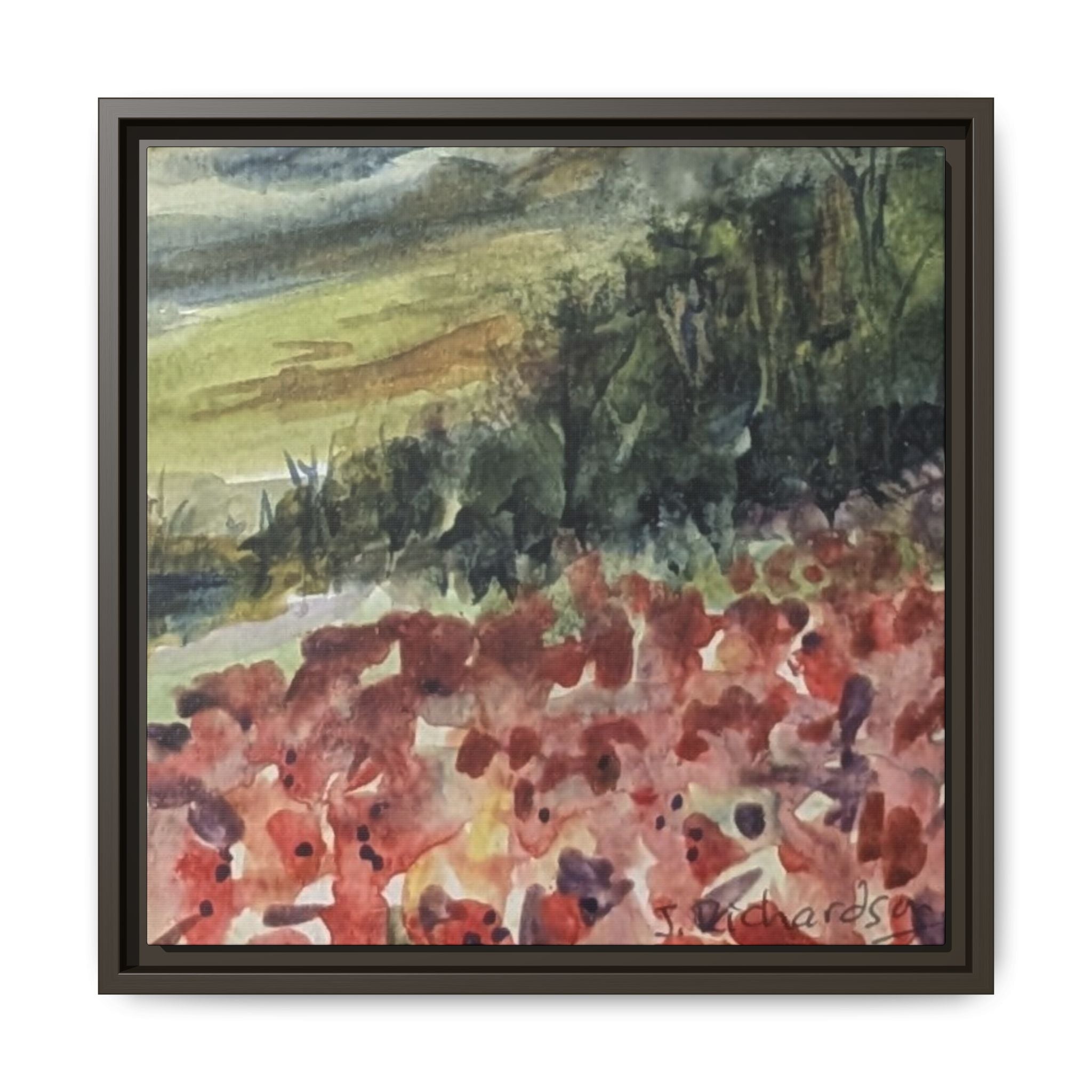 Framed Poppies landscape Matte Canvas,   Multi-color frames)