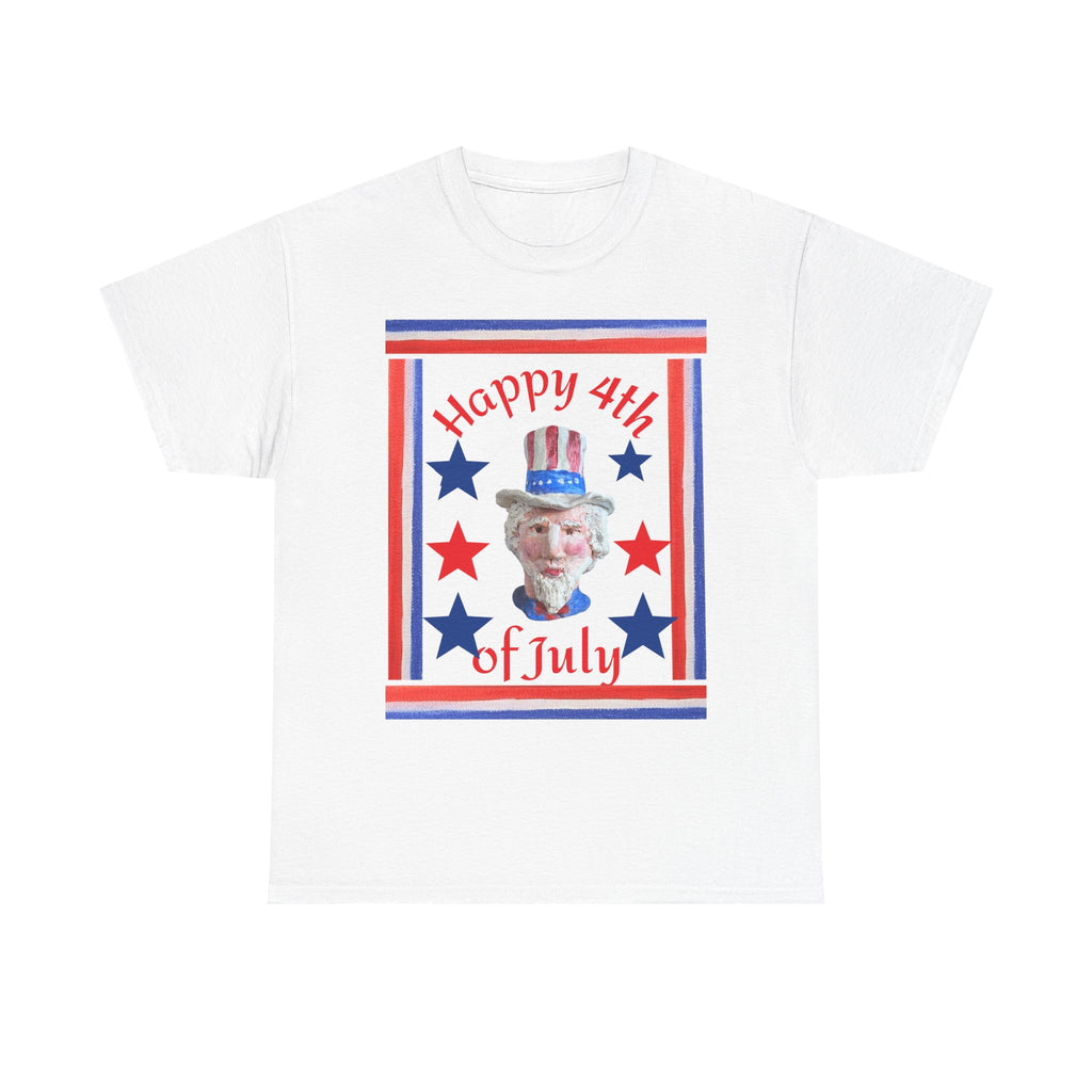 4th of July Patriotic T-Shirt — "Happy 4th of July" Uncle Sam Design