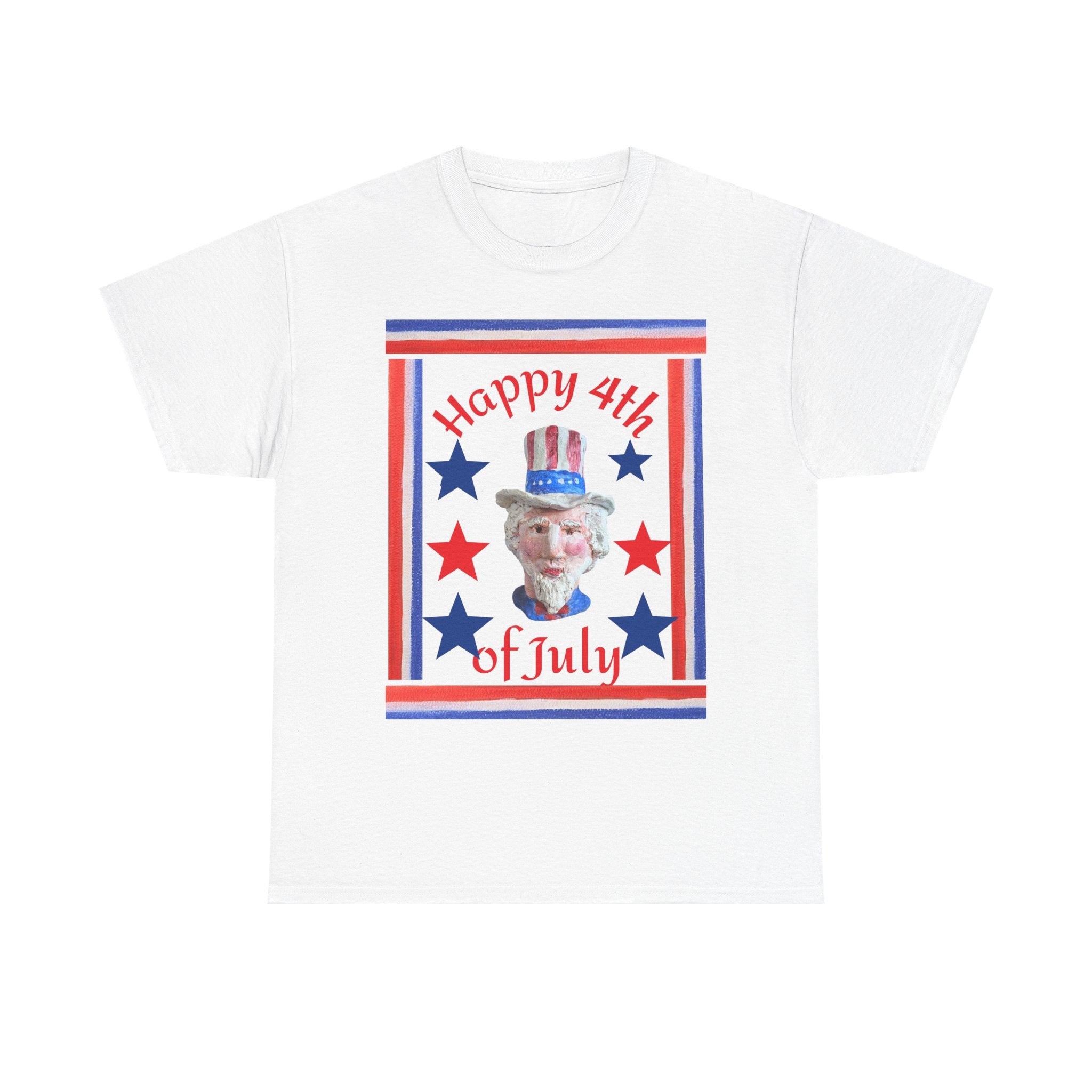 4th of July Patriotic T-Shirt — "Happy 4th of July" Uncle Sam Design