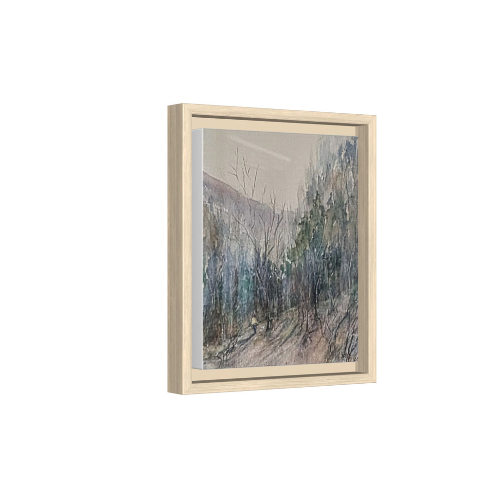 Misty Forest Landscape Matte Canvas Framed | Watercolor Mountain Scene