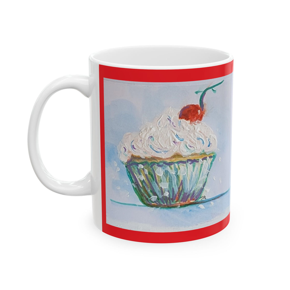 Cupcake Art Ceramic Mug (11oz & 15oz) — Whimsical Personalizable Painted Dessert Coffee Cup