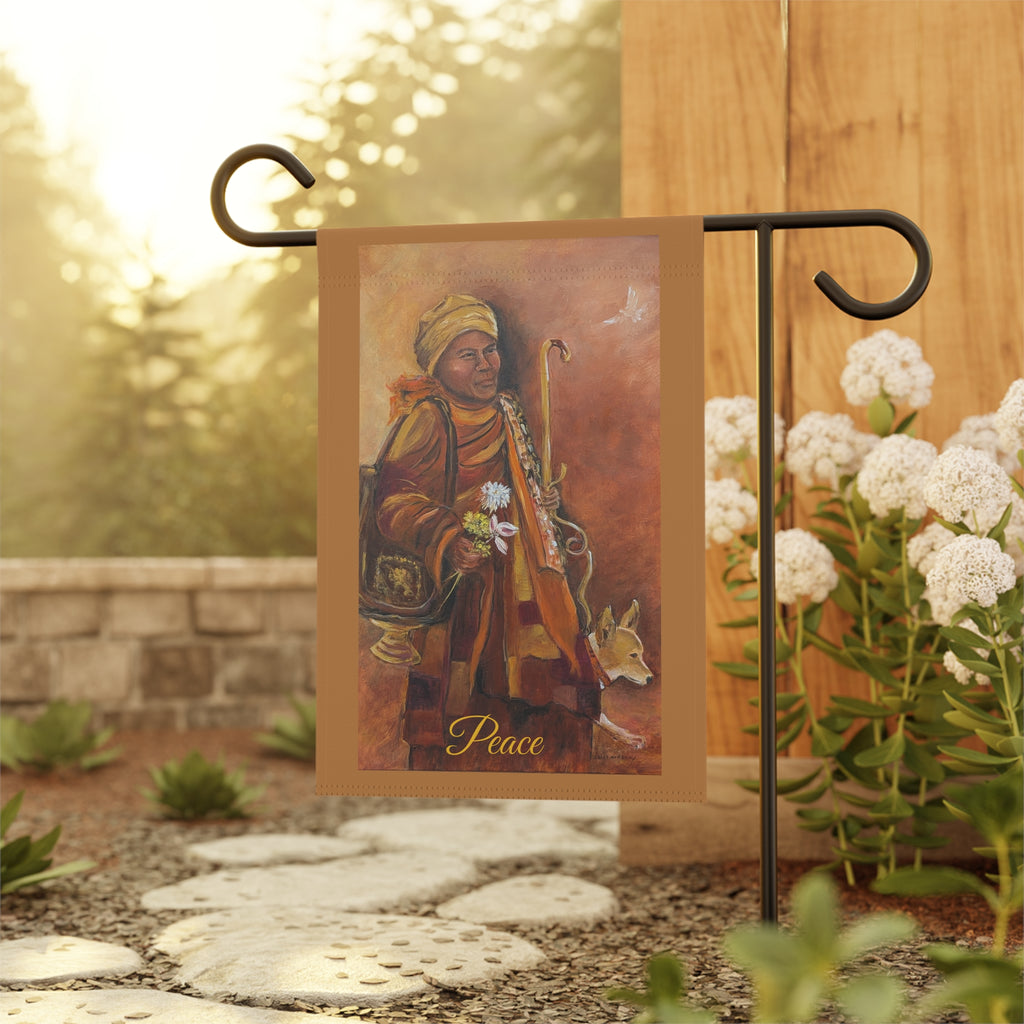Peaceful Monk Garden Flag – Spiritual Art House Banner