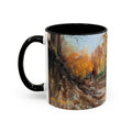Autumn Woodland Coffee Mug — Painterly Fall Forest Trail Accent Mug