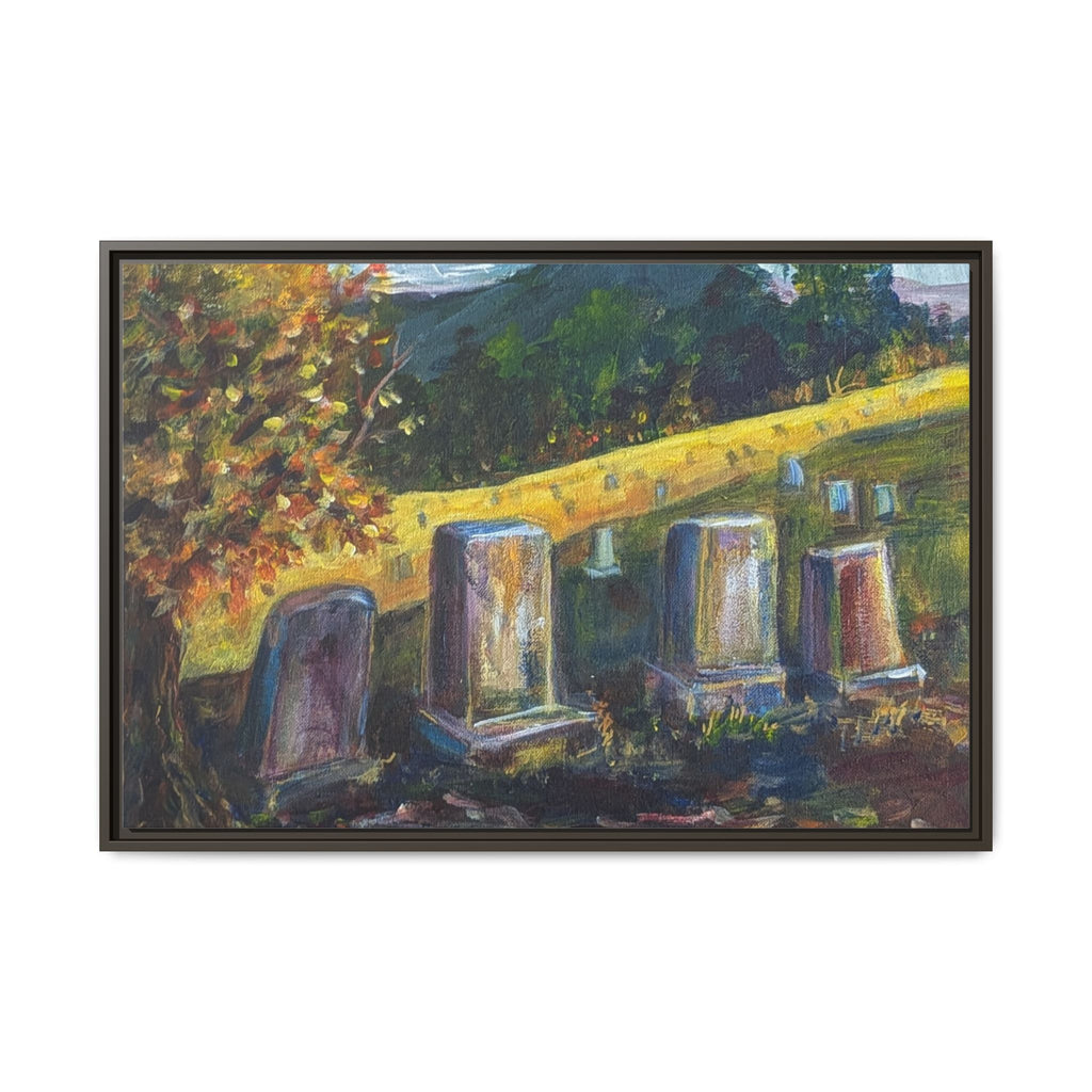 Framed Matte Canvas – Autumn Cemetery Landscape Art Print