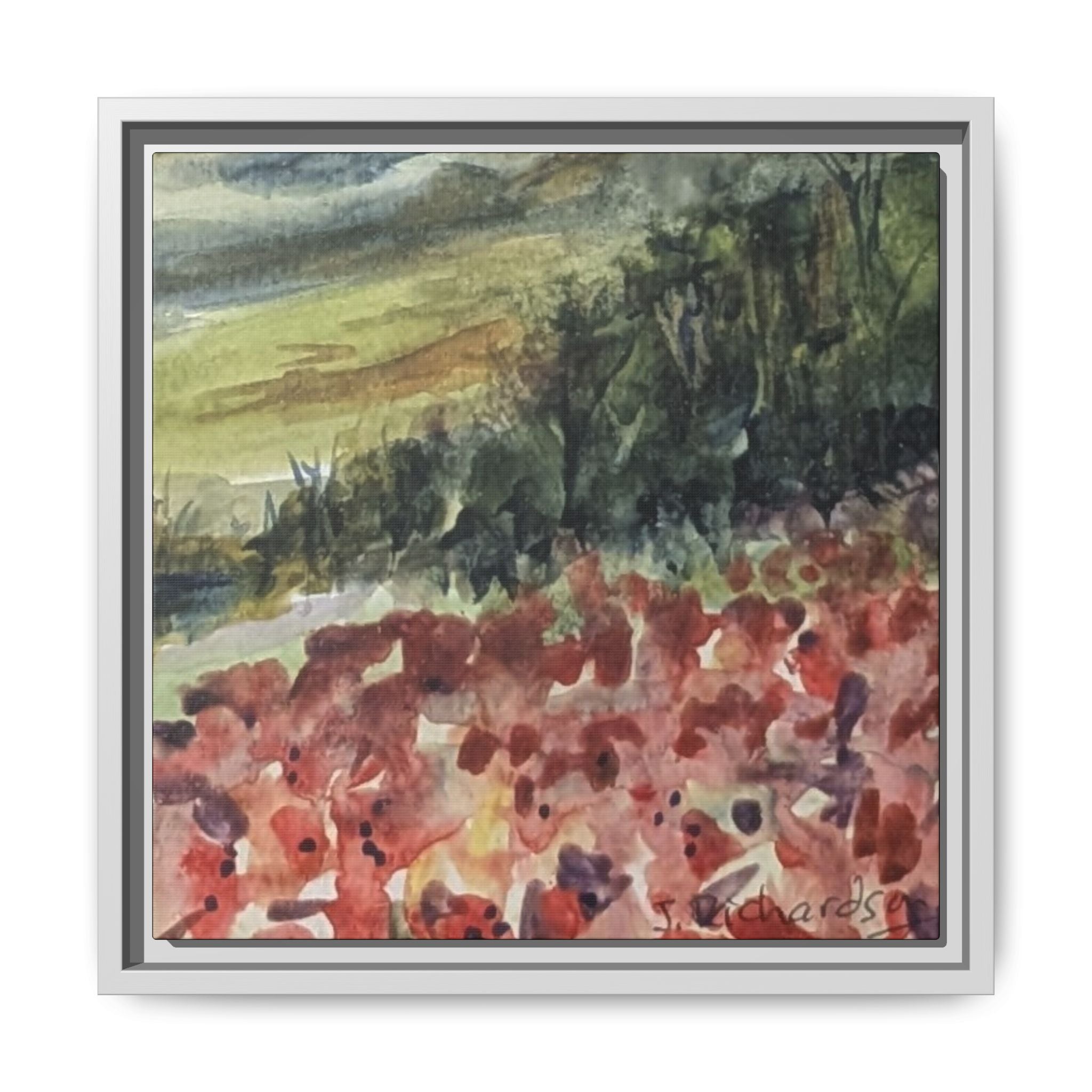 Framed Poppies landscape Matte Canvas,   Multi-color frames)