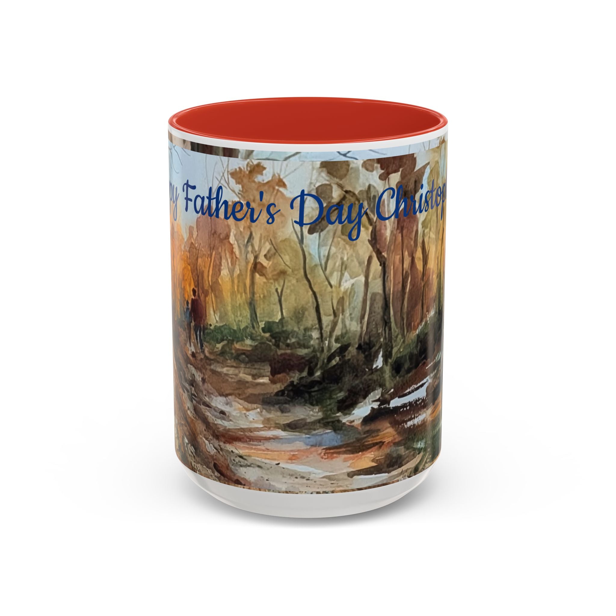 Autumn Woodland Coffee Mug — Painterly Fall Forest Trail Accent Mug